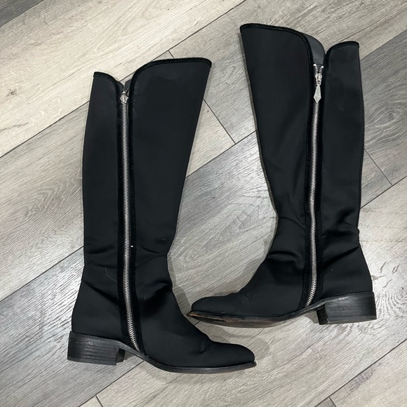 Donald J Pliner 7.5 Tall Textile Zipper OverTheKnee BLK Boots w leather soles - Picture 3 of 16